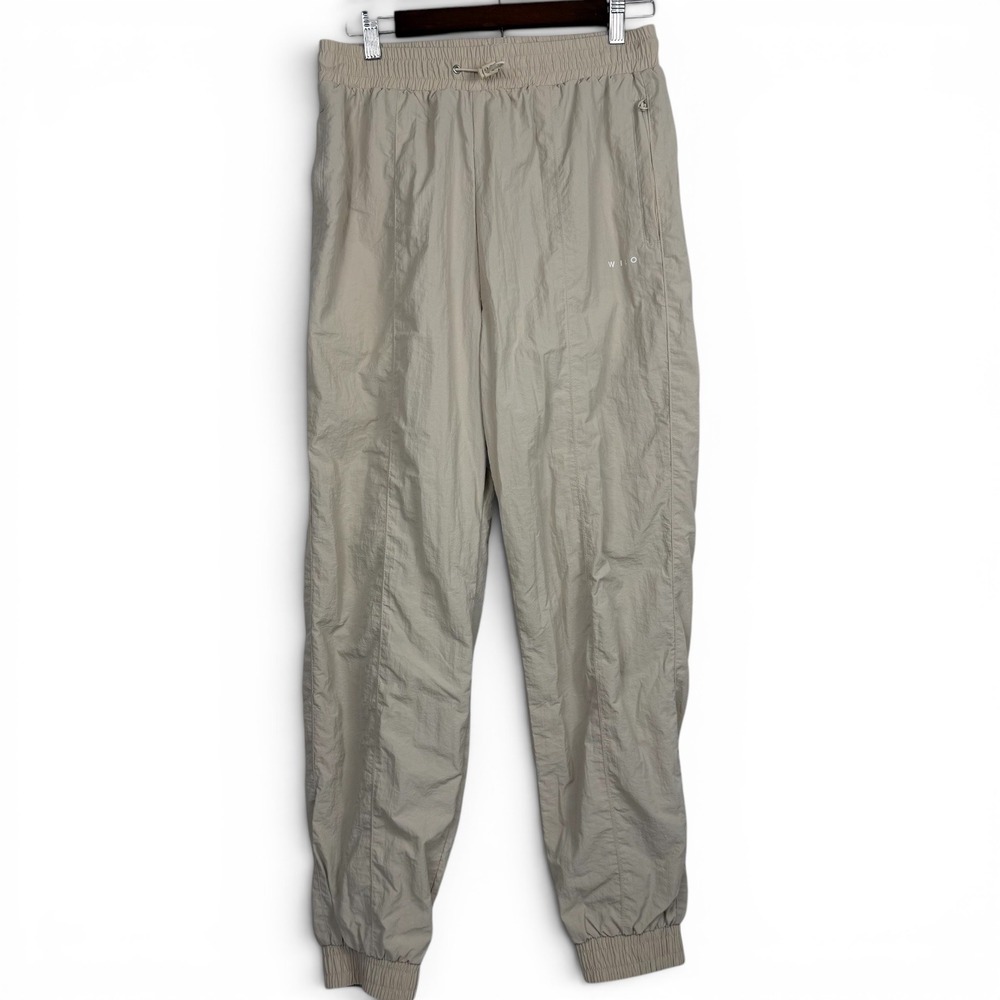 Wilo The Label Women's Sand Beige Nylon Track Jogger Pants Size M Mesh Lined